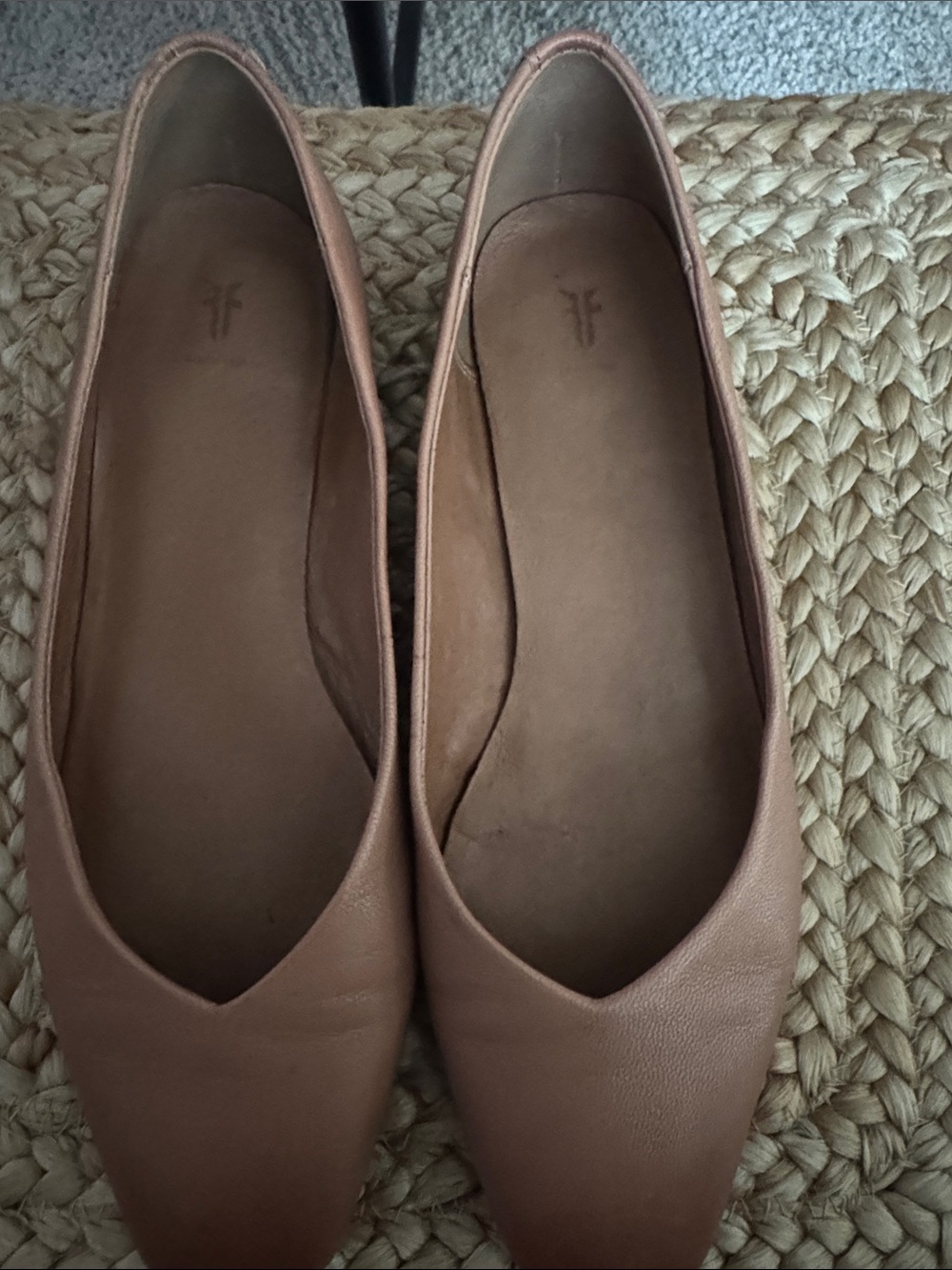 Frye Women’s Leather Square Toe ballet flats in PinkTan ombré